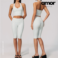 Polka Dot Elegant Cropped Legging Set - White