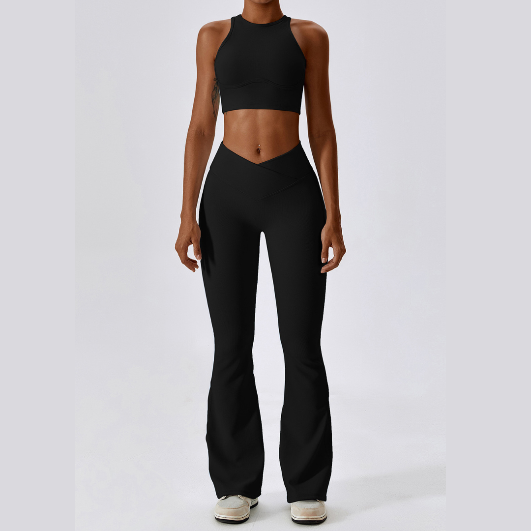 Σετ κολάν Strong Support Premium Flared - Μαύρο 