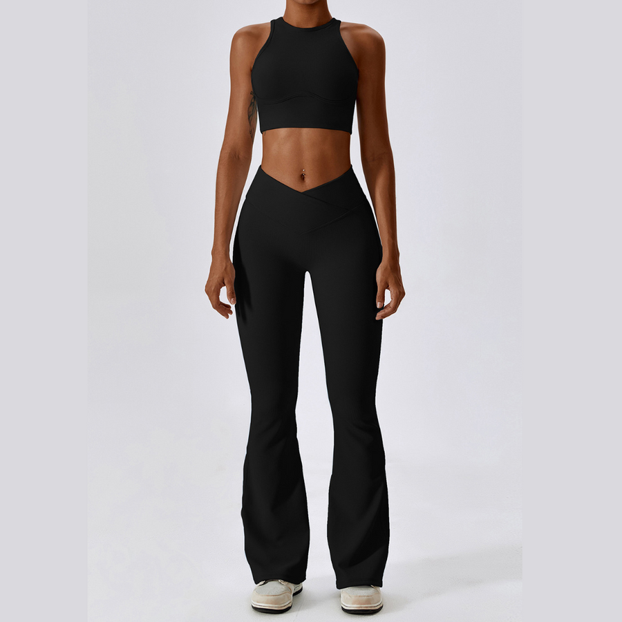 Σετ κολάν Strong Support Premium Flared - Μαύρο 