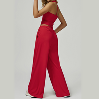 Aspasia Vest Top Flared Legging Set - Red