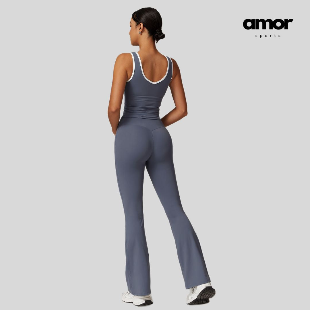 QUEENI Vest Top Legging Set - Off Purple