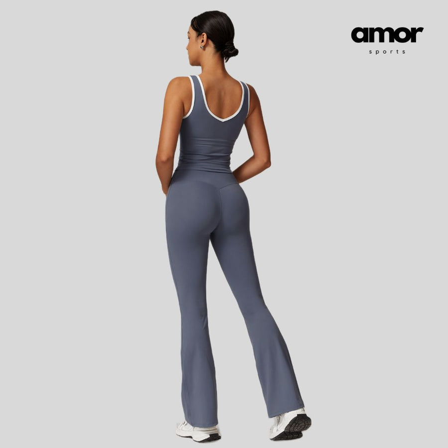 QUEENI Vest Top Legging Set - Off Purple