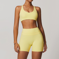 STELLA X-Back Crop Top Short Set - Yellow