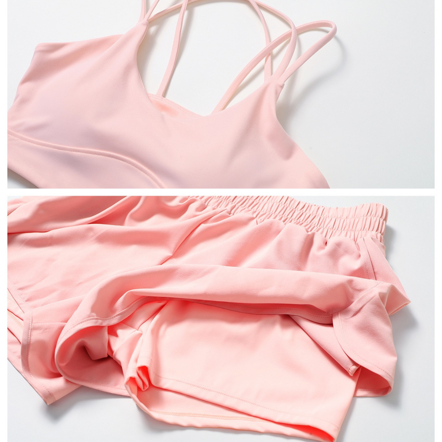 Summer Breeze Crop Top Short Set - Pink