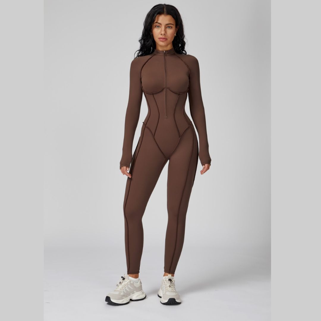 Elena Fall Winter Stylish Jumpsuit - Coffee