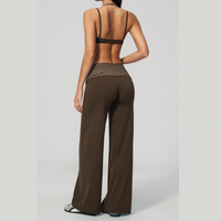 ENA Polka Dot Flared Legging Set - Brown