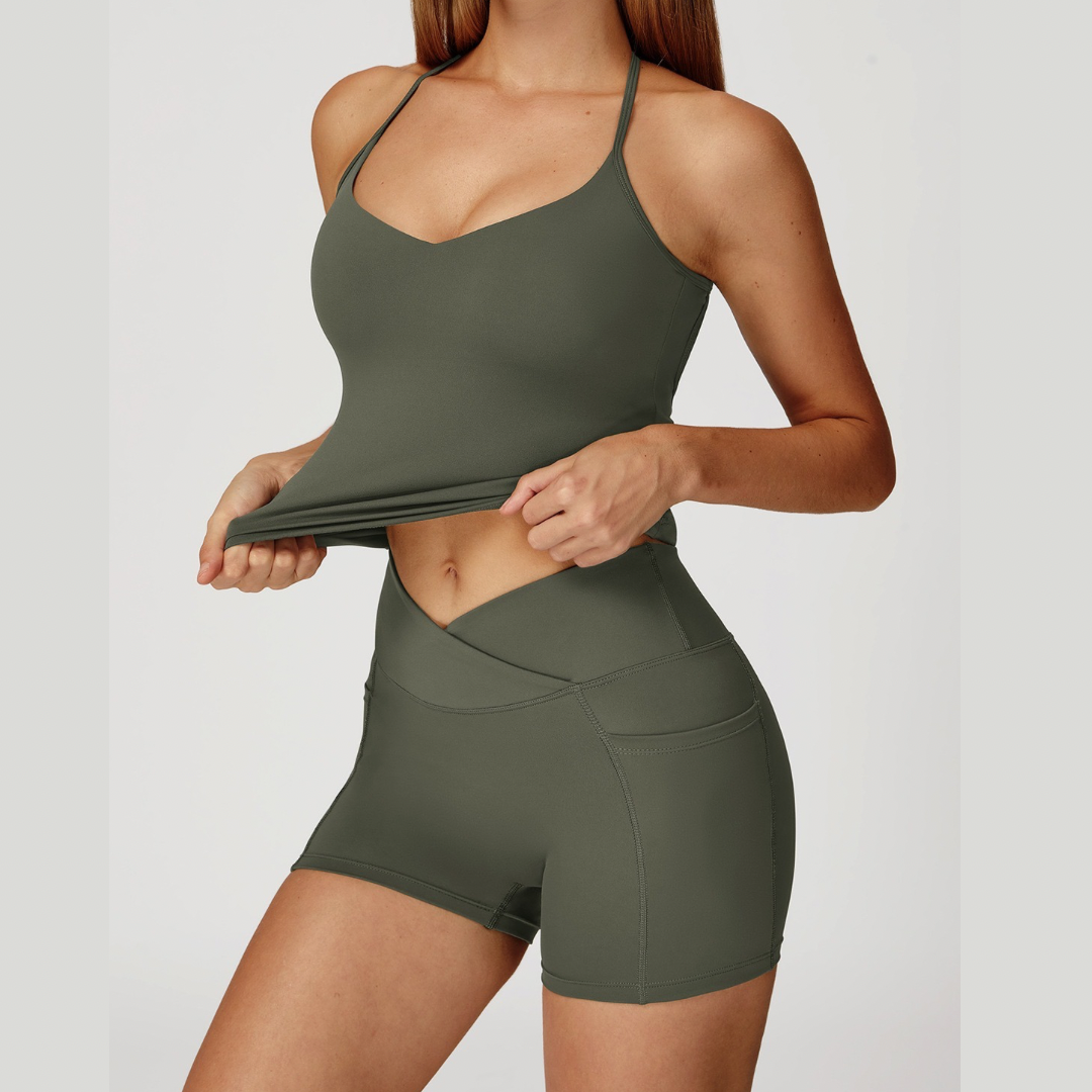 NANO Premium Open Back Short Set - Olive Green