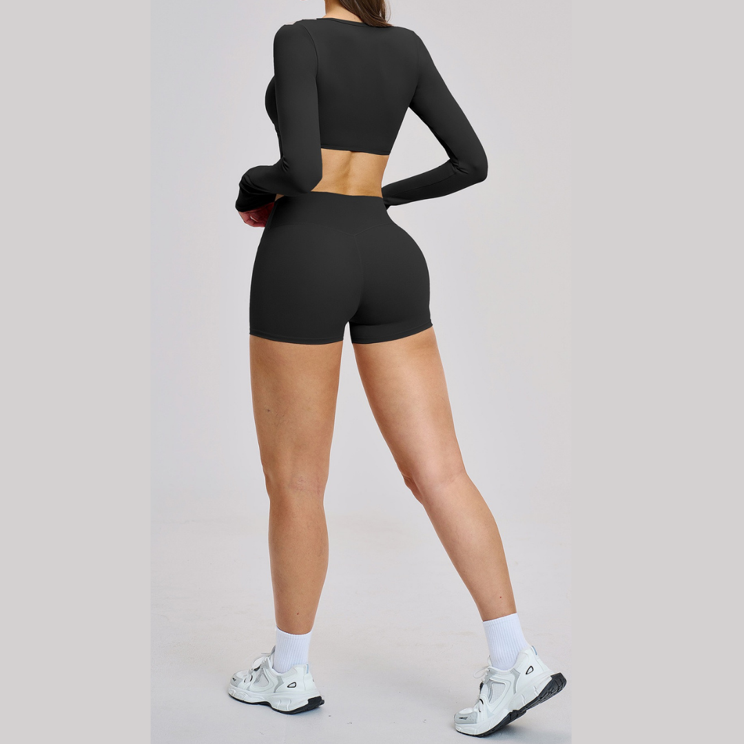 ALICE Contour Long Sleeve Short Set - Black