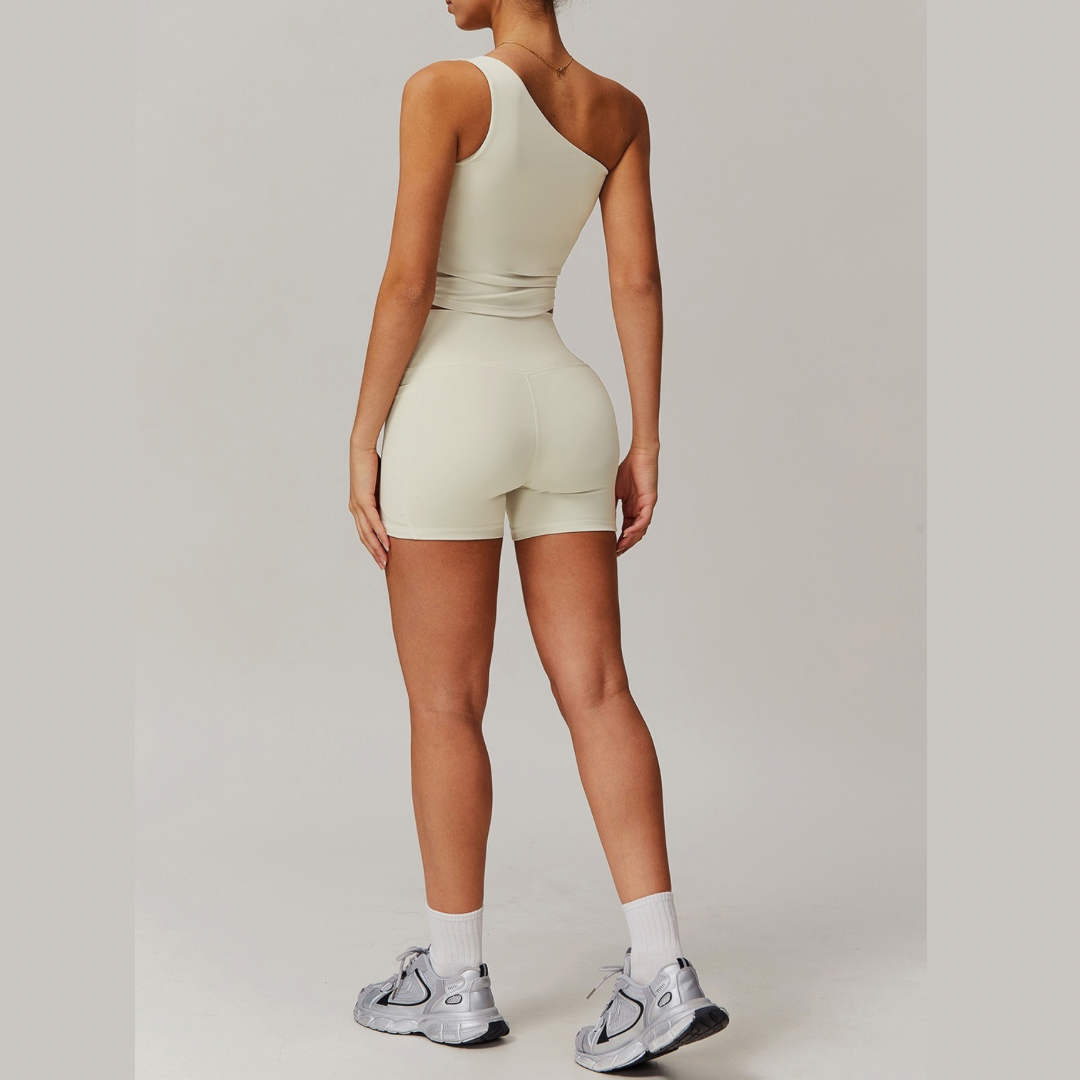 NANA Premium Single Shoulder Short Set - Beige