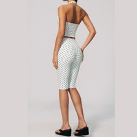 Polka Dot Elegant Cropped Legging Set - White
