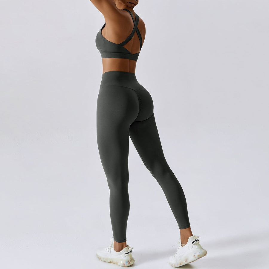 X-Back Line Skinny Legging Set - Coal Grey