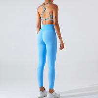 Leggings fruncidos de cintura ajustada - Azul