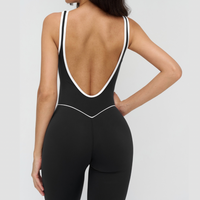 Celin Stylish Back Deep-V Jumpsuit - Black