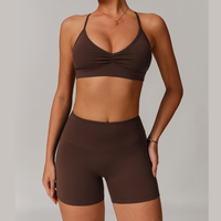 ELINA Comfy Sports Bra with Short Set - Coffee