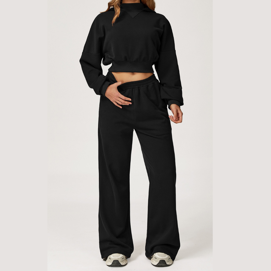 Daisy Winter Flared Lounge Set - Black