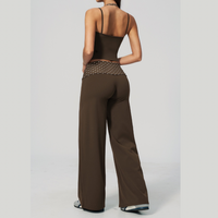 ENA Polka Dot Flared Legging Set - Brown