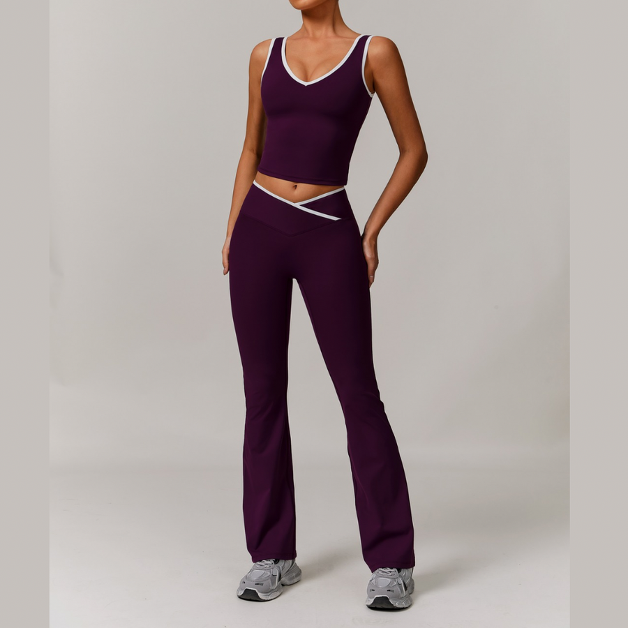 QUEENI Vest Top Legging Set - Purple