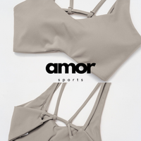 Butterfly-Back Sports Bra Legging Set - Beige