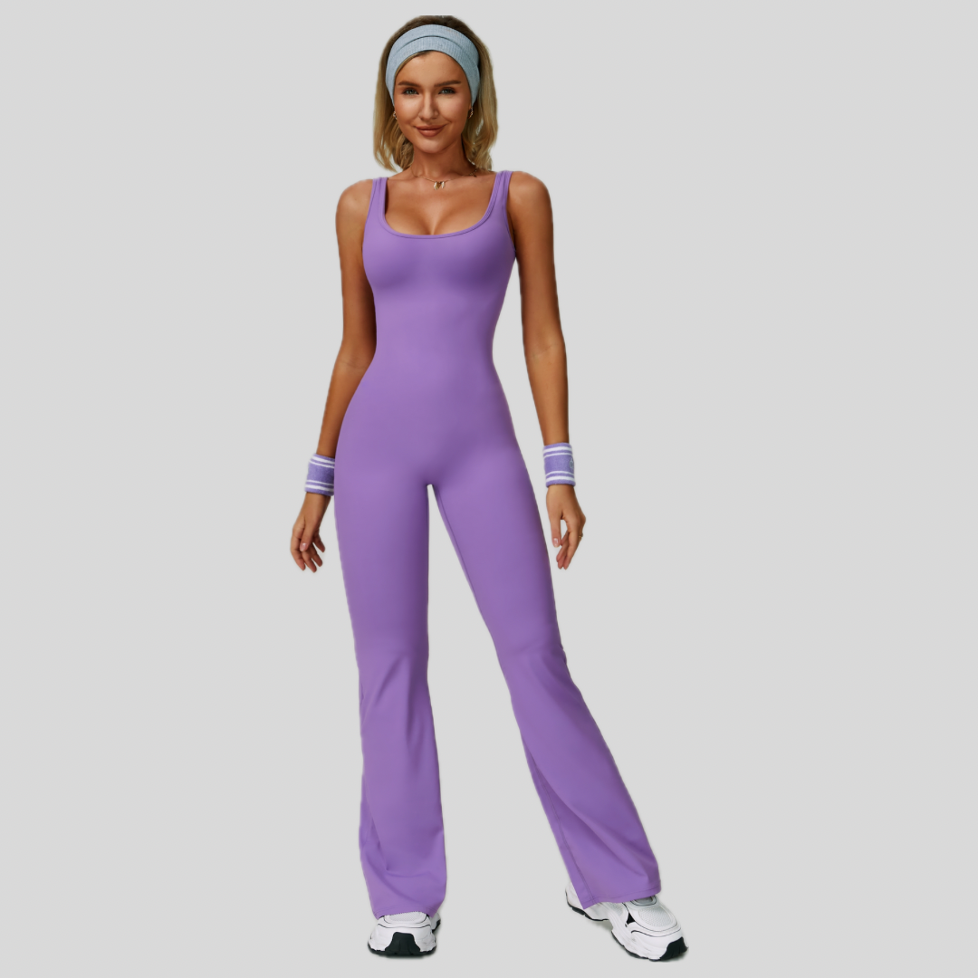 Sexy Stylish Bell Bottom Jumpsuit - Lavender