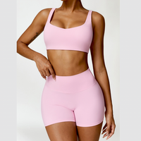 V-Top Scrunched Short Set - Ροζ 