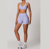 Σετ κοντό τοπ STELLA με στάμπα X-Back - Λεβάντα 