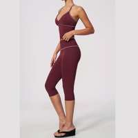 Andy Strappy Cropped Legging Set - Burgundy