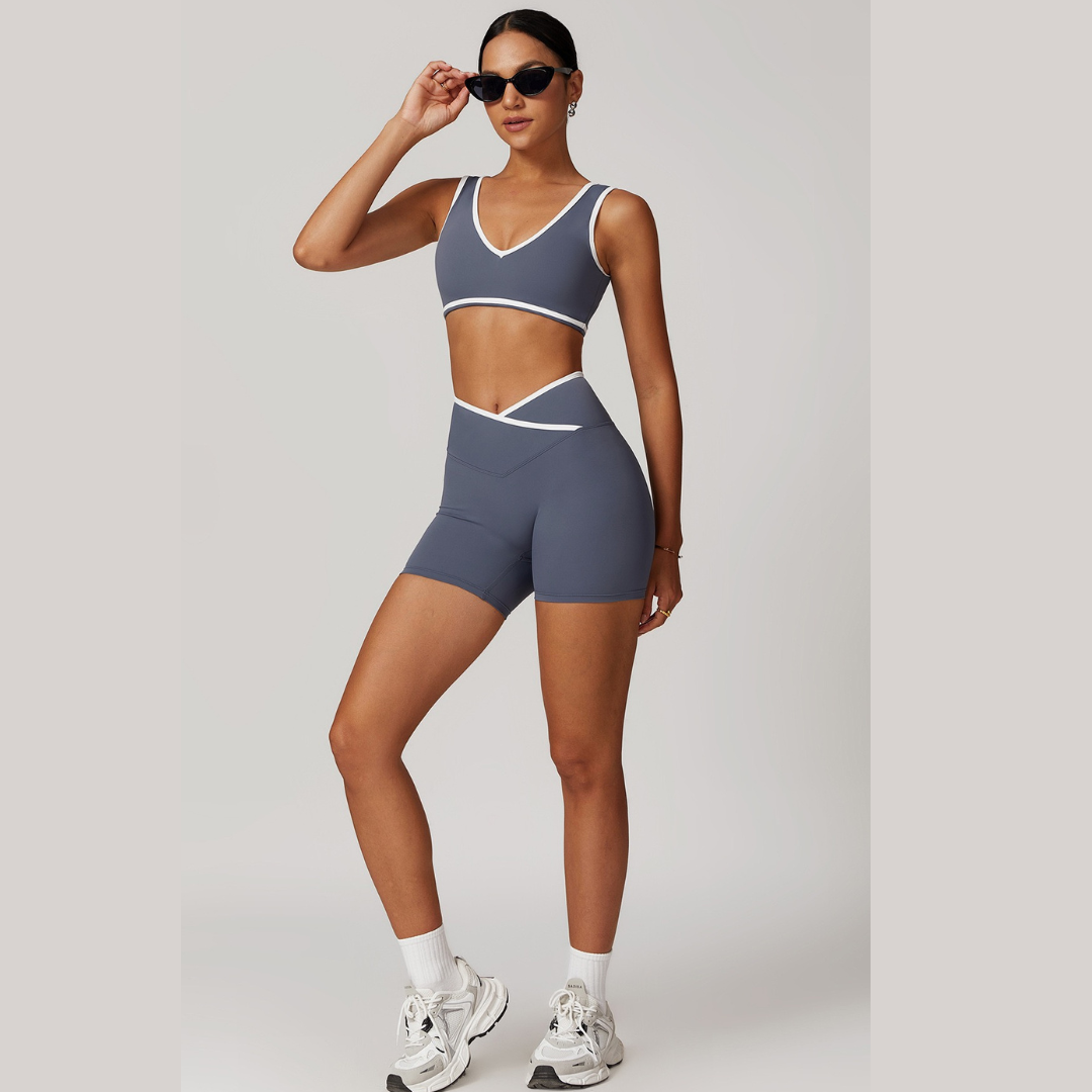 QUEENI Stylish Short Set - Off Purple