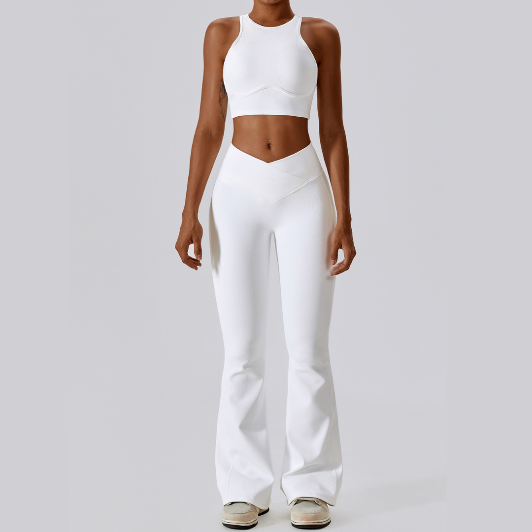 Σετ κολάν Strong Support Premium Flared - Λευκό 