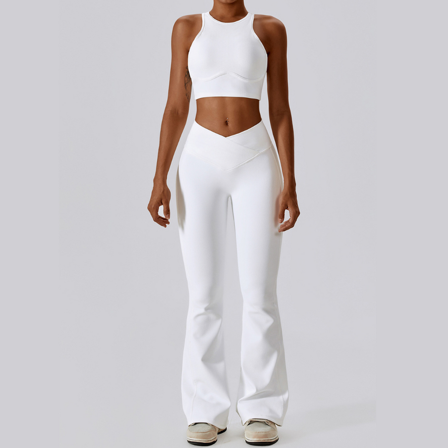 Σετ κολάν Strong Support Premium Flared - Λευκό 