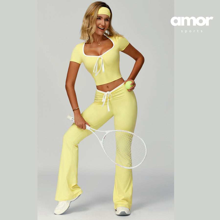 YOYO Flared Legging Set - Lemon