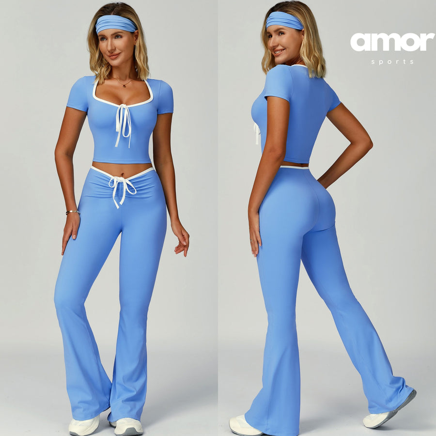 Completo leggings svasati YOYO - Blu