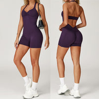 BILLI Scrunched V-Back Romper - Purple