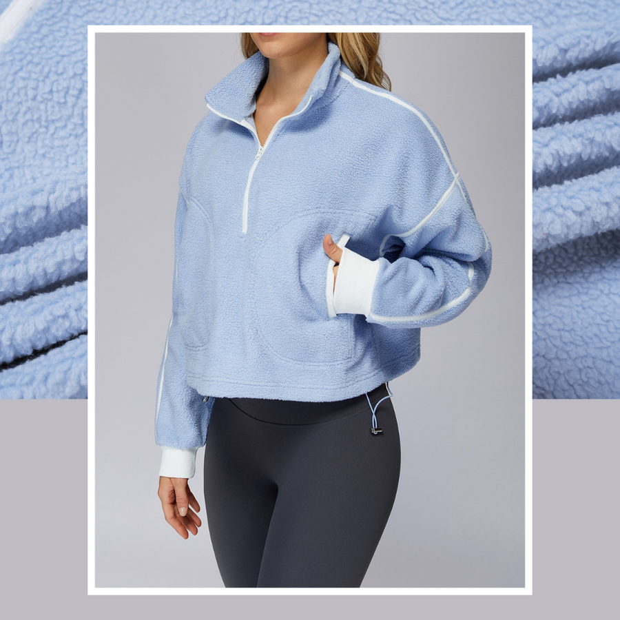 Fluffy Winter Adjustable Fleece Jumper - Sky Blue