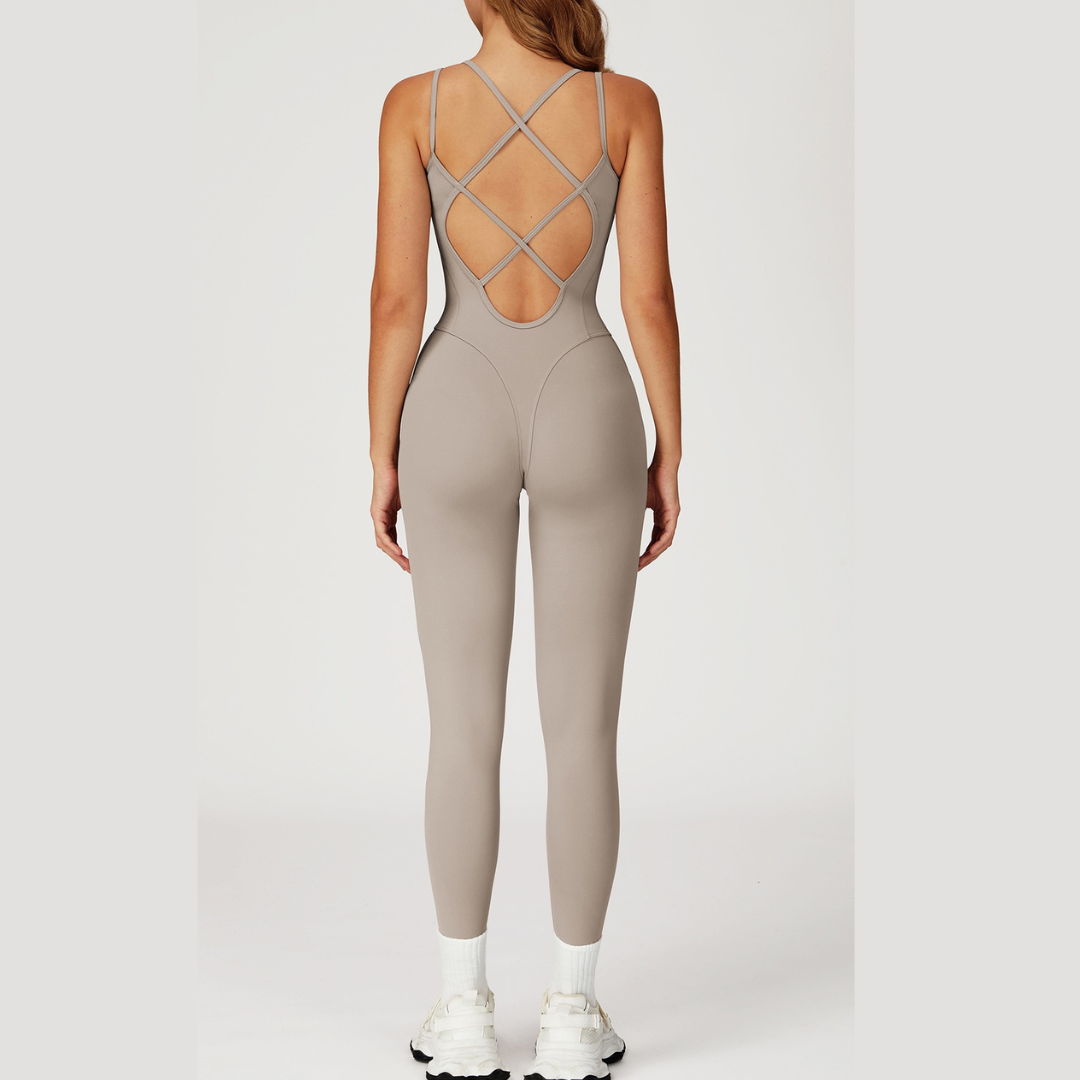 DIVA Cross-Back Sculpt Jumpsuit - Beige