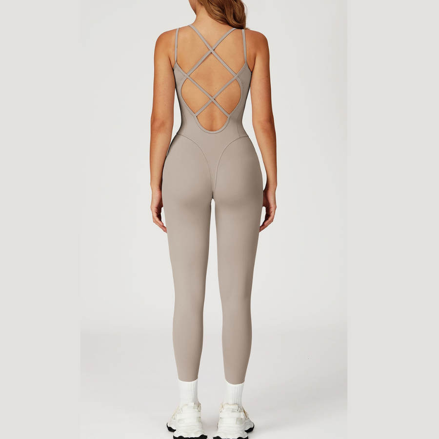 DIVA Cross-Back Sculpt Jumpsuit - Beige