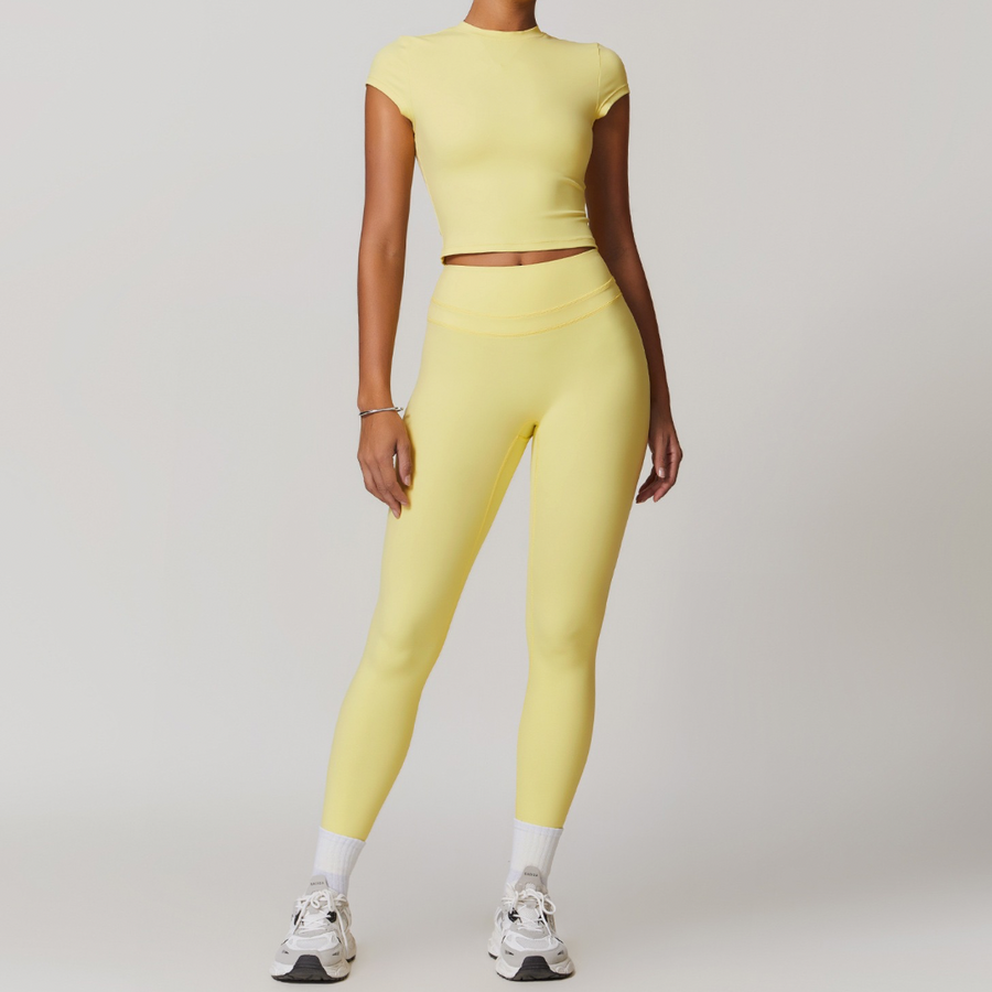 STELLA Short Sleeve Top Legging Set - Yellow
