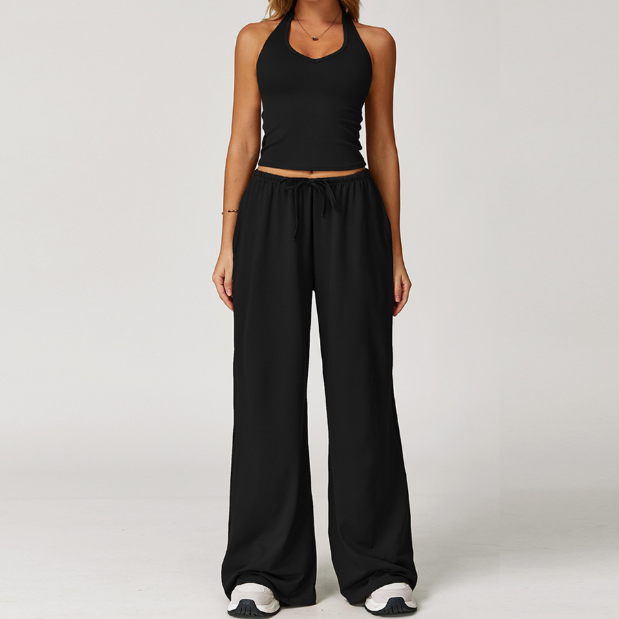 Σετ Κολάν με Φλατ Γιλέκο Aspasia - Μαύρο