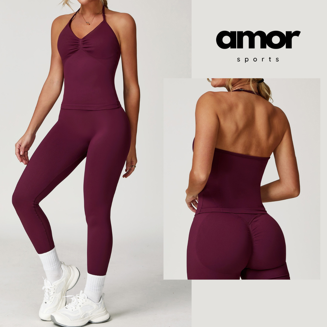 Angela Seamless Sculpt Legging Set - Burgundy