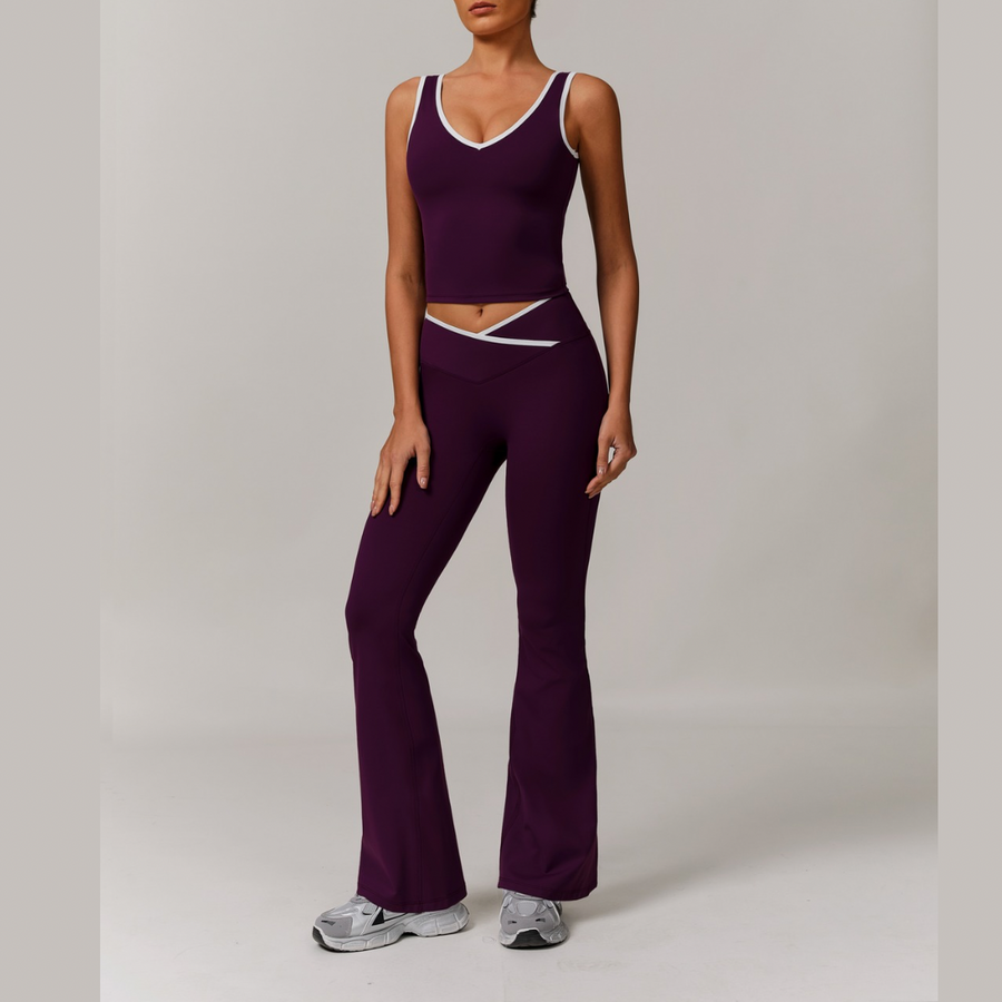 QUEENI Vest Top Legging Set - Purple