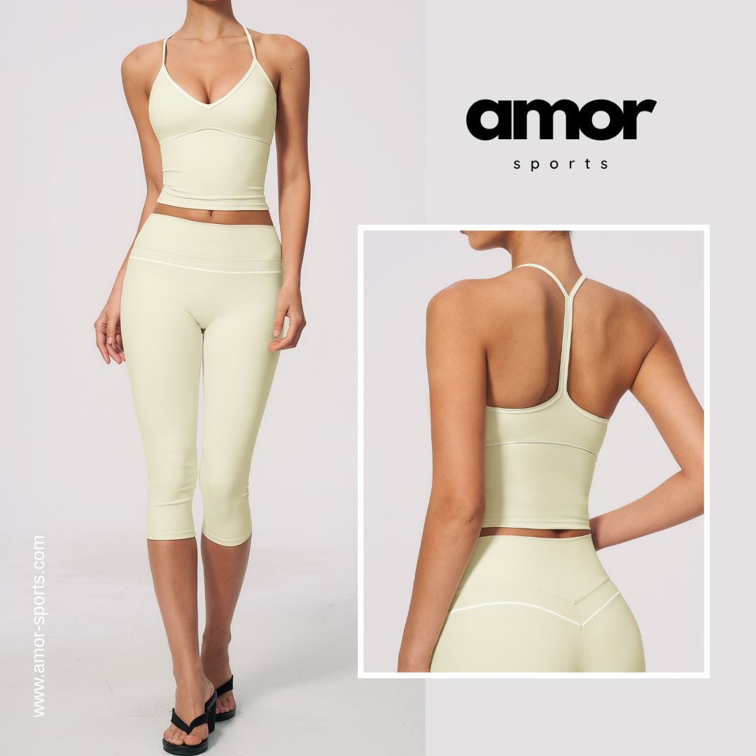 Andy Strappy Cropped Legging Set - Cream White