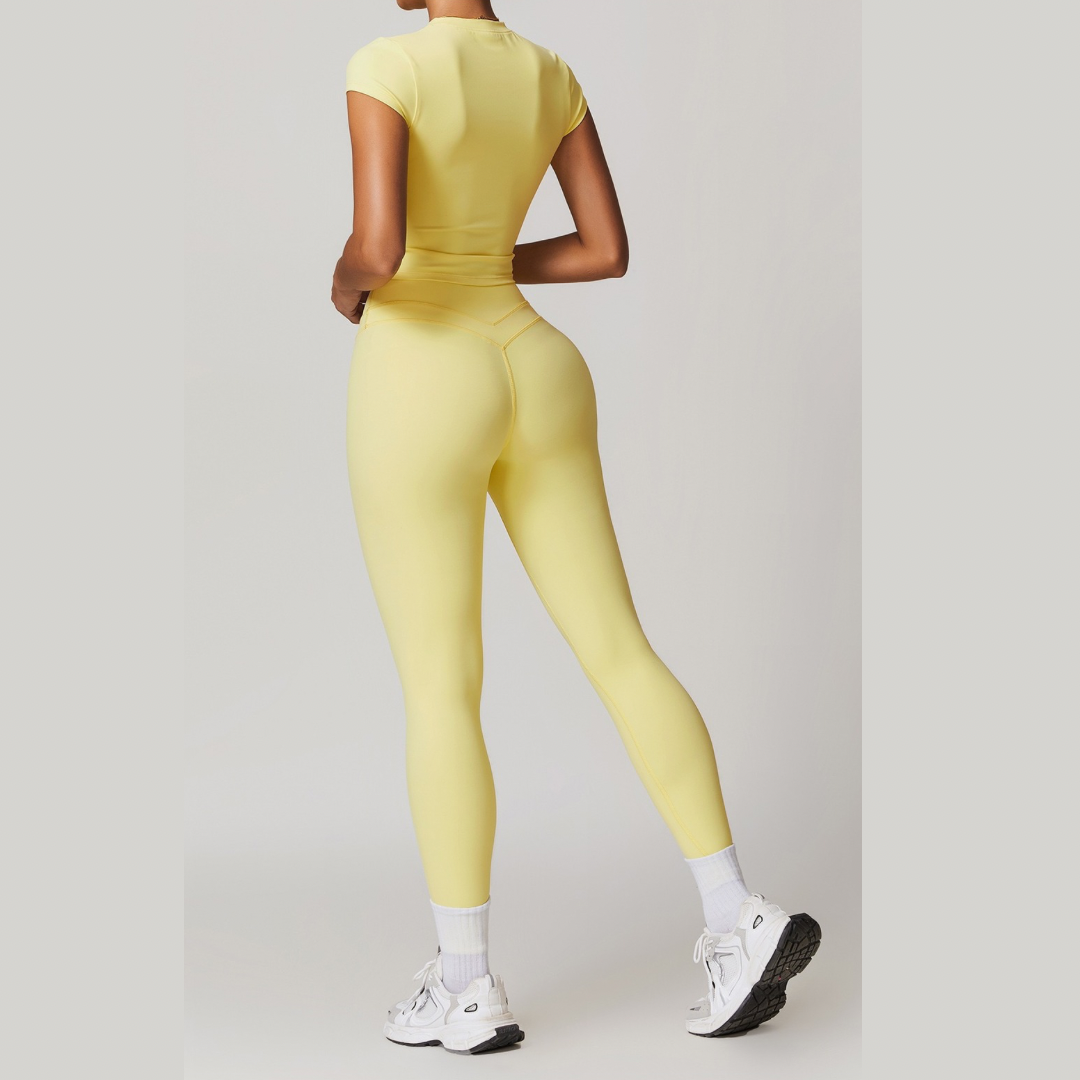 STELLA Short Sleeve Top Legging Set - Yellow
