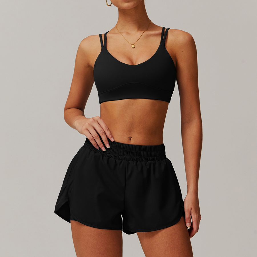 Summer Breeze Crop Top Short Set - Black