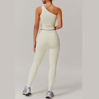 NANA Single Shoulder Top Legging Set - Beige