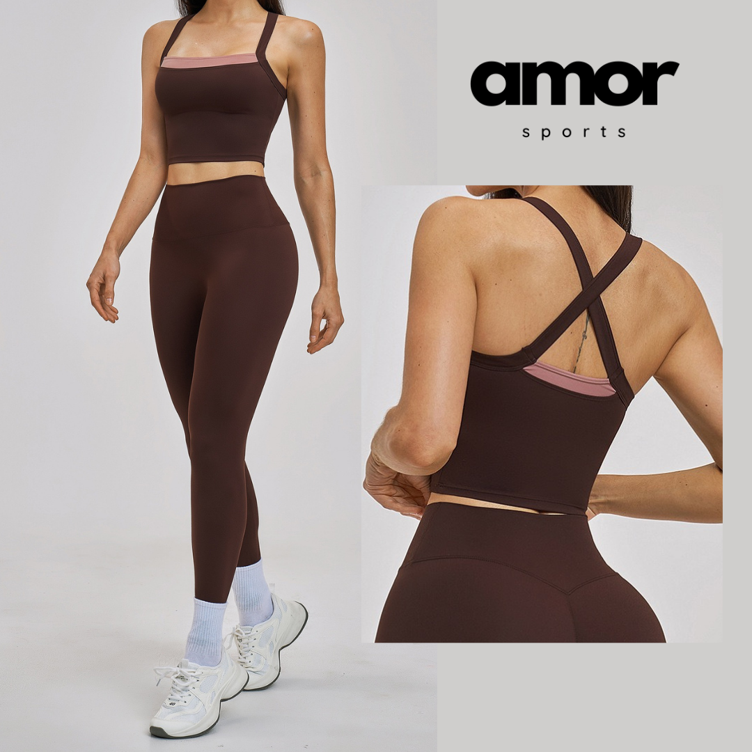 GRACE Stylish Sporty Legging Set - Coffee