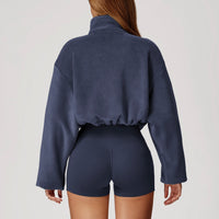 Winter Premium Coral Fleece Zip Jumper - Navy