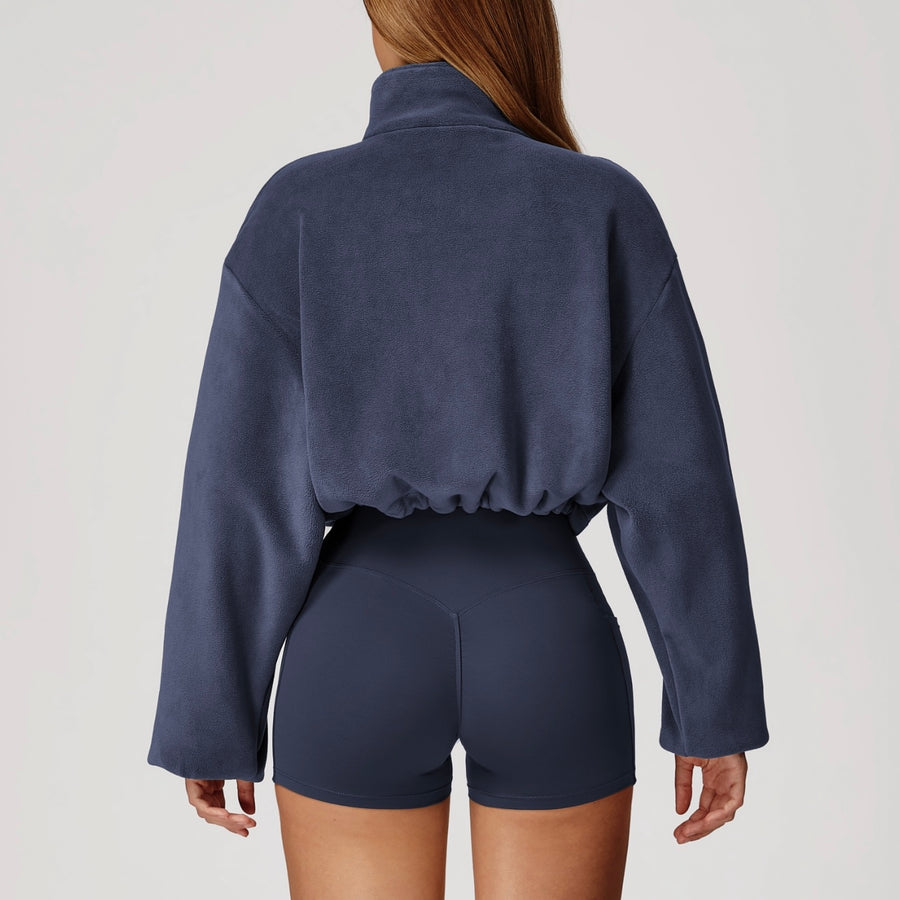 Winter Premium Coral Fleece Zip Jumper - Navy