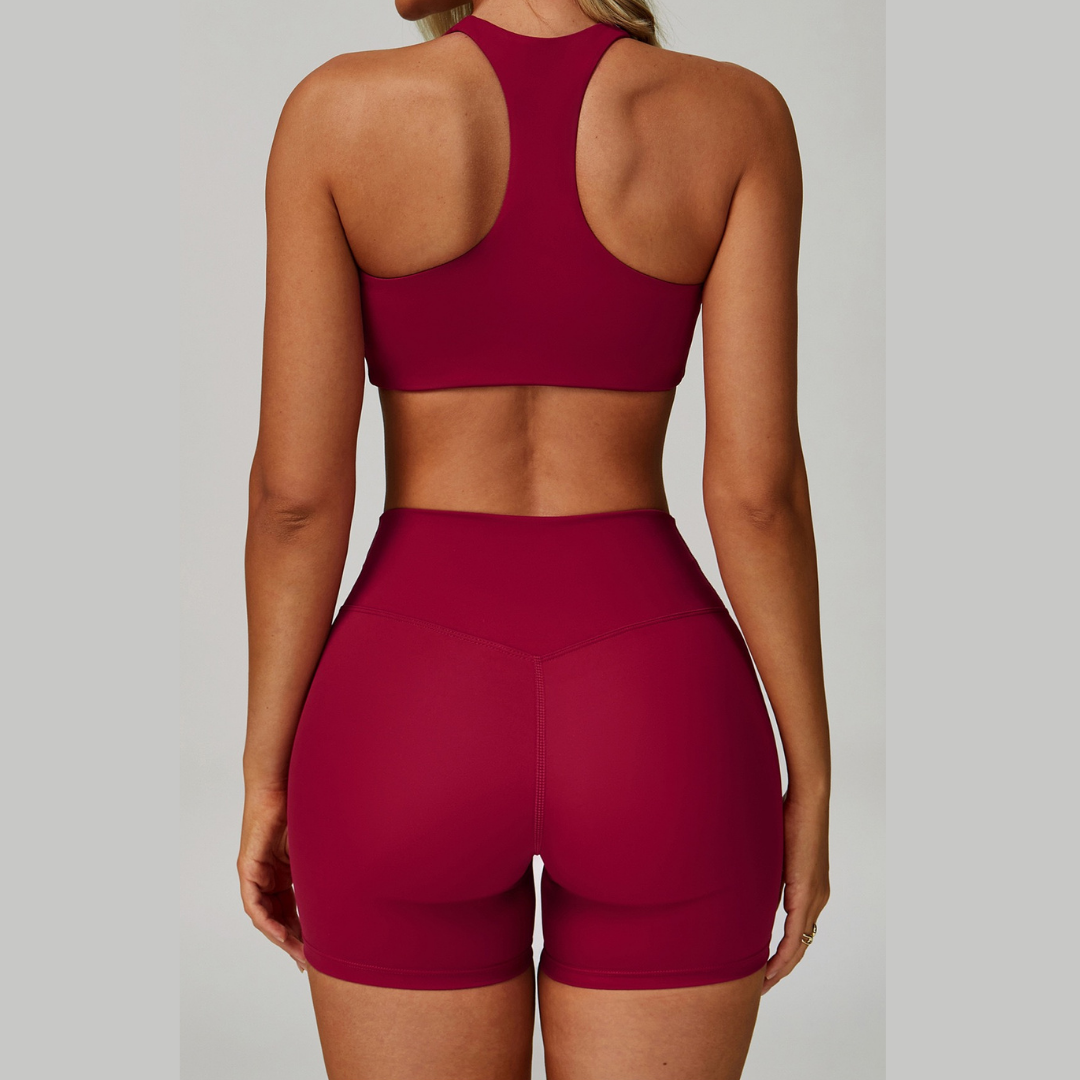 TINA Effortless Elegance Shorts Set - Burgundy