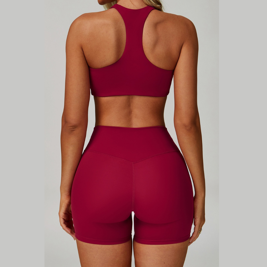 TINA Effortless Elegance Shorts Set - Burgundy