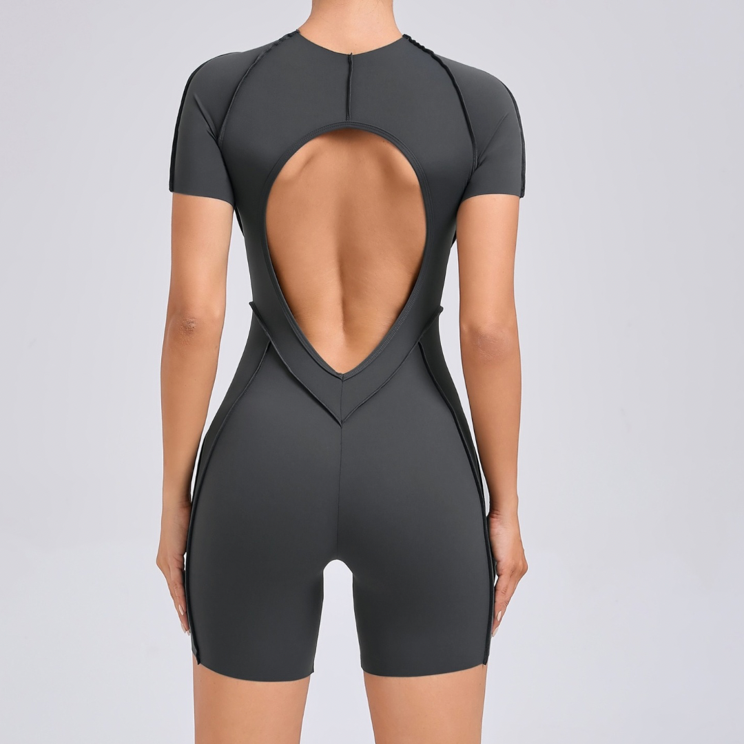 ANNA Scrunched Romper - Dark Grey