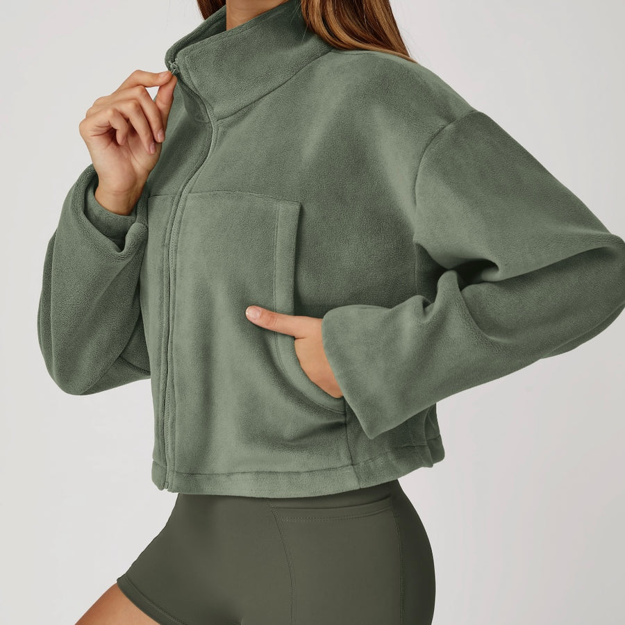 Winter Premium Coral Fleece Zip Jumper - Green